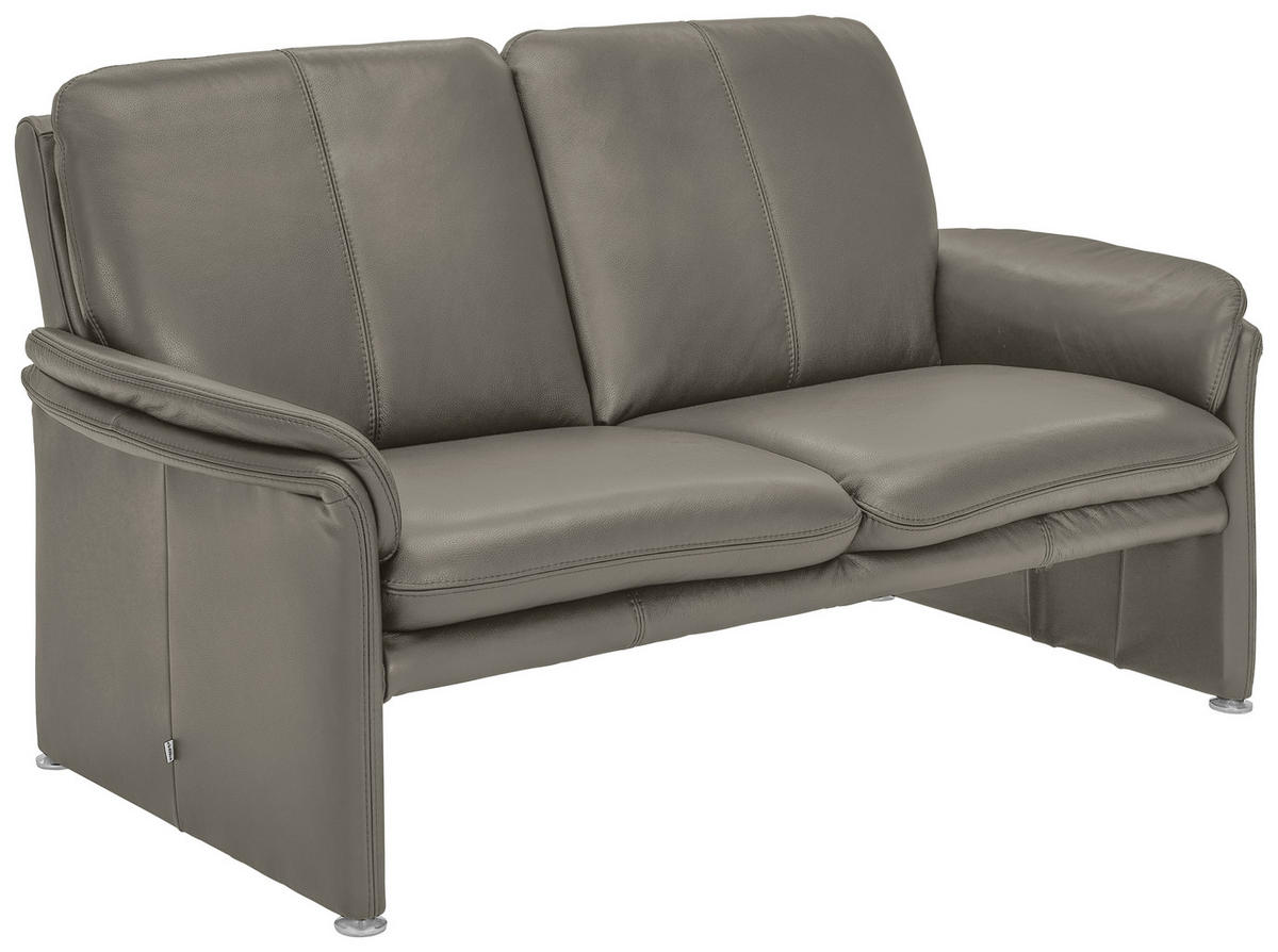 2,5-SITZER Grau Echtleder  - Chromfarben/Grau, KONVENTIONELL, Leder/Metall (186/90/86cm) - Celina Home