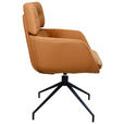 ARMLEHNSTUHL  Wippfunktion, Sitzfläche 360° drehbar, Lederauswahl  Echtleder  - Cognac/Schwarz, Design, Leder/Metall (62/92/66cm) - Dieter Knoll
