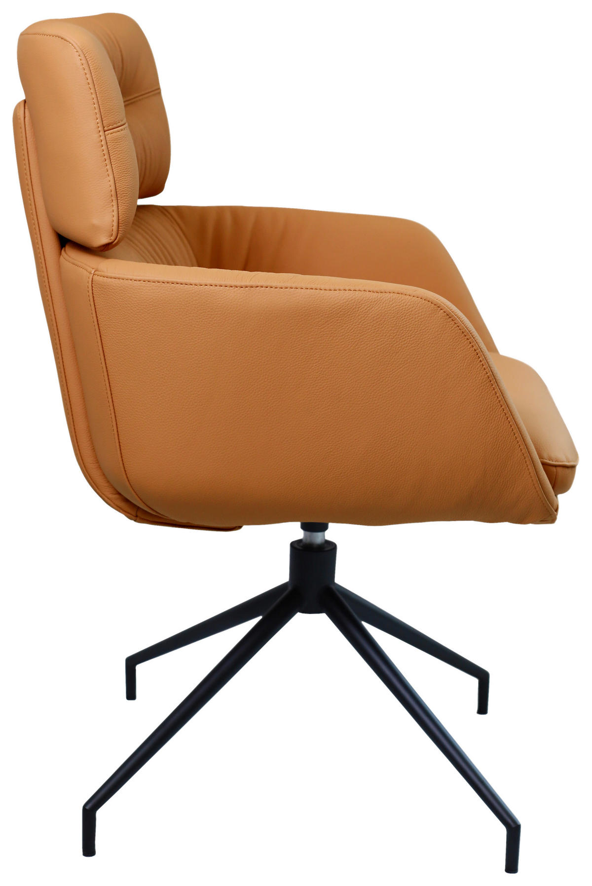 ARMLEHNSTUHL  in Eisen Echtleder pigmentiert  - Cognac/Schwarz, Design, Leder/Metall (62/92/66cm) - Dieter Knoll