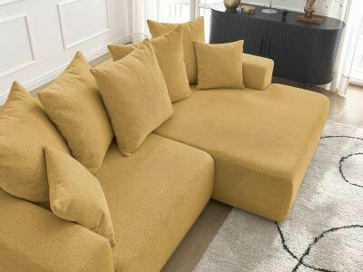 ECKSOFA Ottomane rechts  ATILLA Gelb Flachgewebe  - Gelb/Schwarz, MODERN, Kunststoff/Textil (244/149cm)