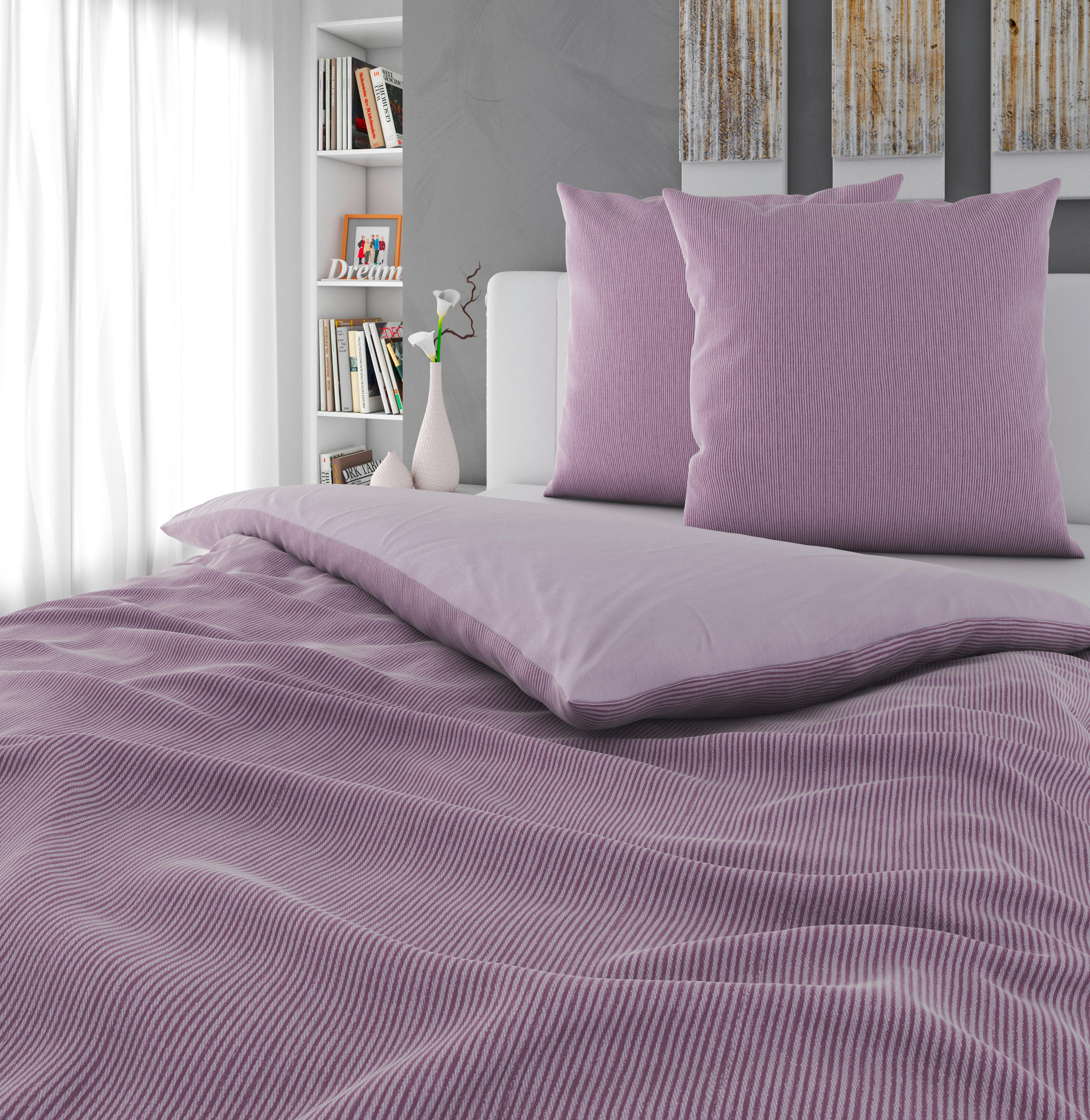 WENDEBETTWÄSCHE Satin 200/200 cm  - Mauve, Textil (200/200cm) - Bio:Vio