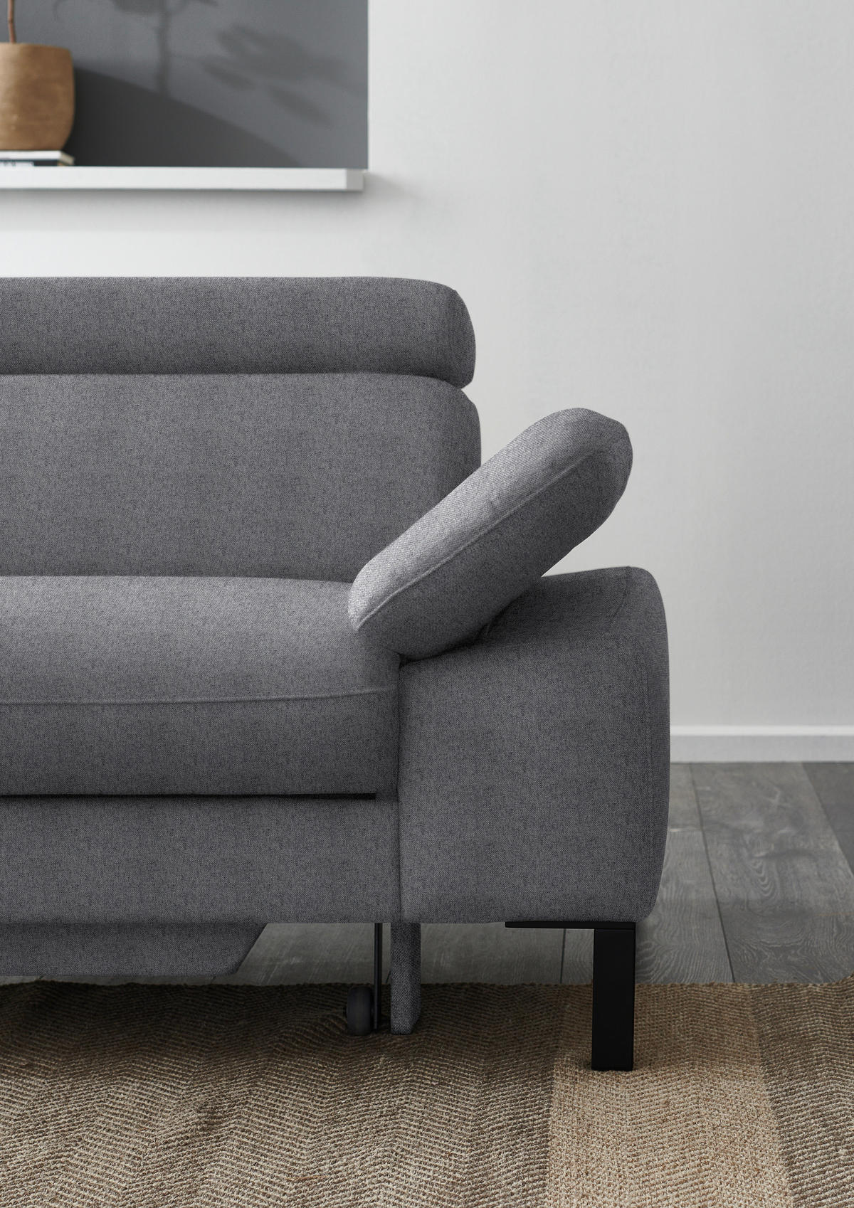 ECKSOFA in Flachgewebe Grau  - Schwarz/Grau, Design, Holzwerkstoff/Textil (217/272cm) - Pure Home Comfort