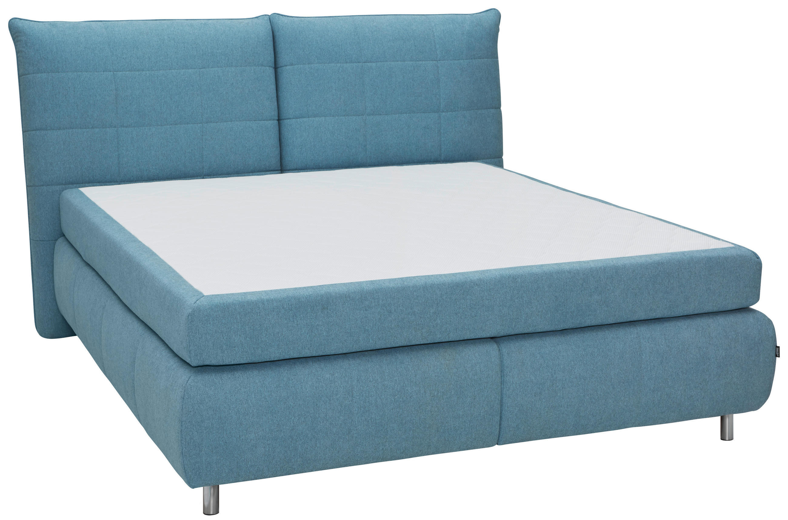 BOXSPRINGBETT 180/200 cm  in Blau  - Blau/Edelstahlfarben, KONVENTIONELL, Textil (180/200cm) - Dieter Knoll