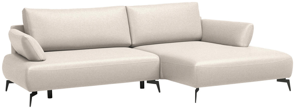 ECKSOFA Struktur Sandfarben  - Sandfarben/Schwarz, Design, Textil/Metall (284/186cm) - Lomoco