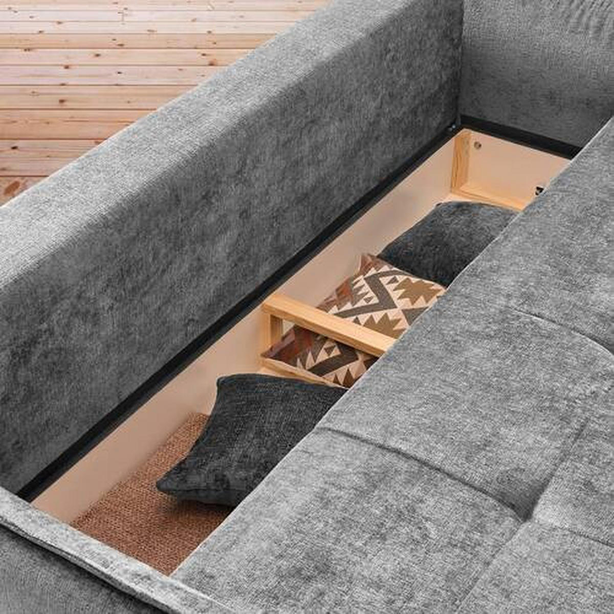 BOXSPRINGSOFA in Chenille Grau  - Schwarz/Grau, Modern, Kunststoff/Textil (235/95/108cm) - Hom`in