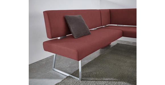 ECKBANK 173/137 cm  in Edelstahlfarben, Bordeaux  - Edelstahlfarben/Bordeaux, Design, Textil/Metall (173/137cm) - Dieter Knoll
