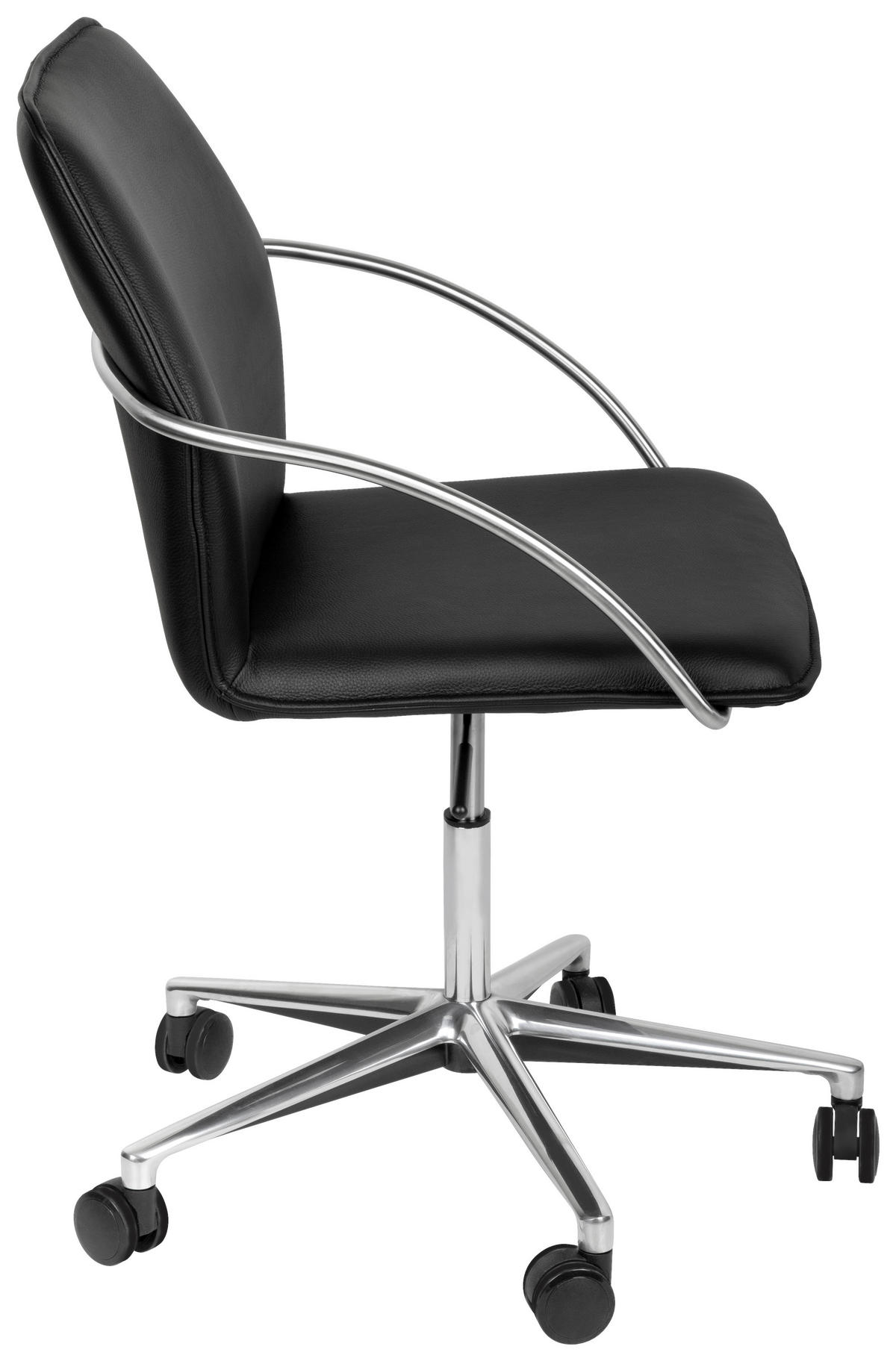 DREHSTUHL  in Schwarz, Edelstahlfarben  - Chromfarben/Edelstahlfarben, Design, Leder/Kunststoff (56,5/82-94/60cm) - Novel