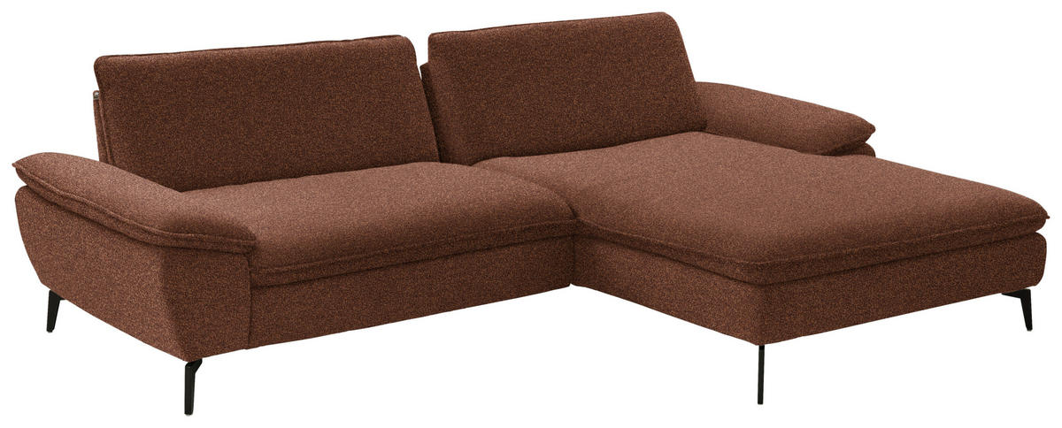 ECKSOFA in Webstoff Rostfarben  - Rostfarben/Schwarz, Design, Textil/Metall (295/197cm) - Valdera