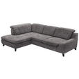 ECKSOFA in Chenille Graubraun  - Graubraun/Schwarz, KONVENTIONELL, Textil/Metall (200/281cm) - Carryhome