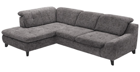 ECKSOFA in Chenille Graubraun  - Graubraun/Schwarz, KONVENTIONELL, Textil/Metall (200/281cm) - Carryhome