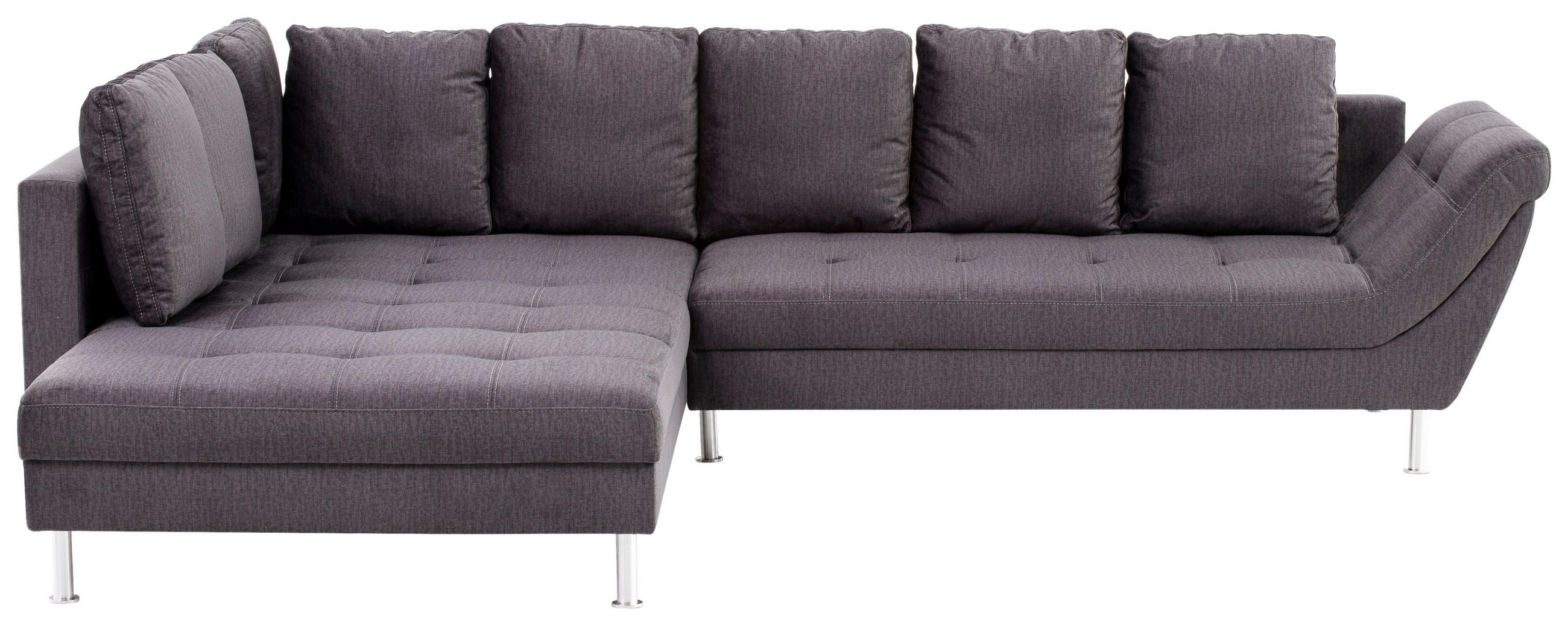 ECKSOFA Dunkelgrau Velours  - Chromfarben/Dunkelgrau, Design, Kunststoff/Textil (224/326cm) - Stylife