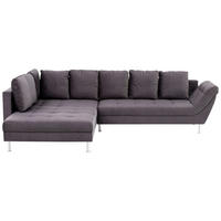 ECKSOFA in Velours Dunkelgrau  - Chromfarben/Dunkelgrau, Design, Kunststoff/Textil (224/326cm) - Stylife