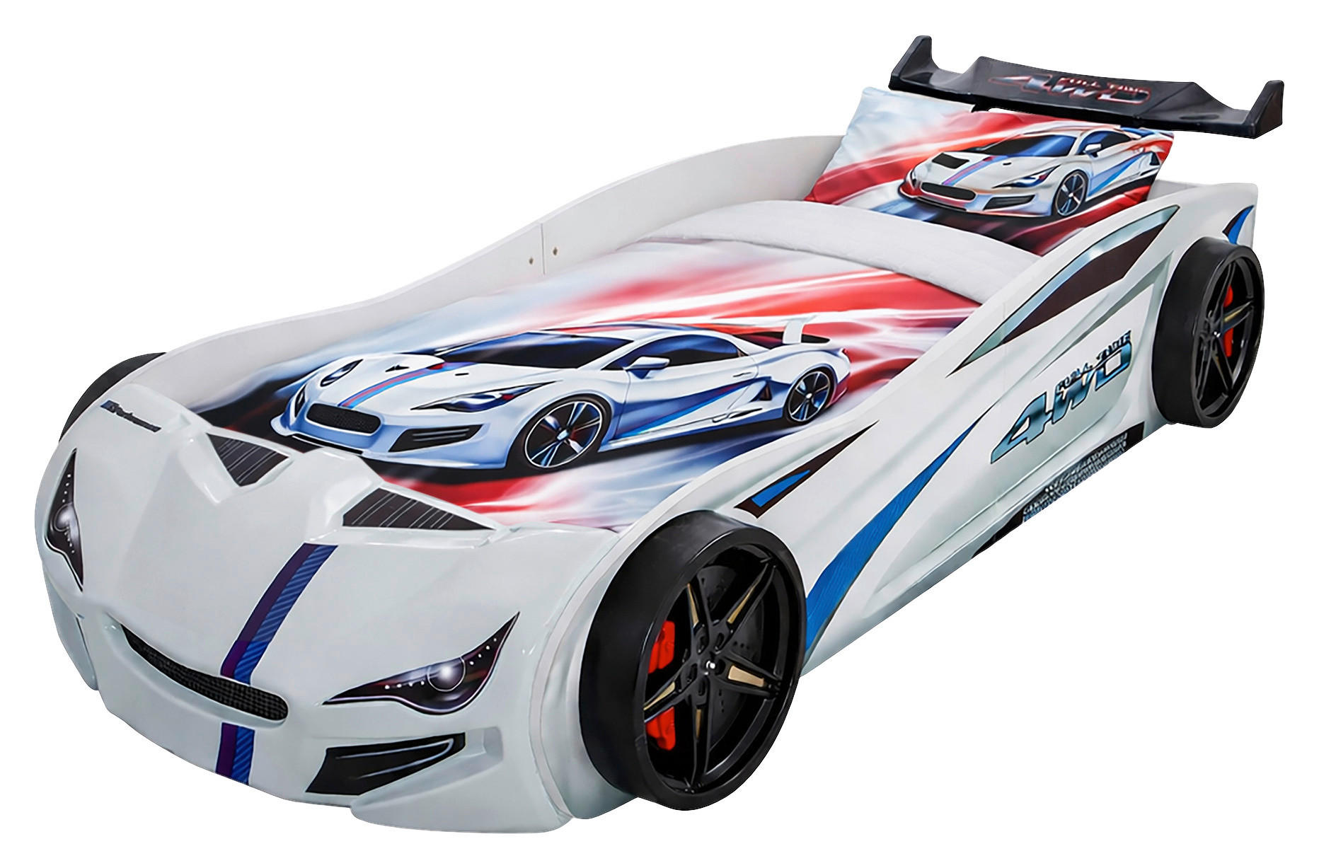 AUTOBETT 90/200 cm  in Weiß  - Schwarz/Braun, KONVENTIONELL, Holz/Holzwerkstoff (90/200cm) - Xora