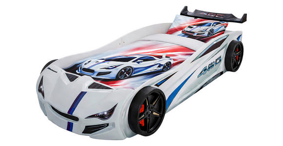 AUTOBETT 90/200 cm Weiß  - Schwarz/Braun, KONVENTIONELL, Holz/Holzwerkstoff (90/200cm) - Xora