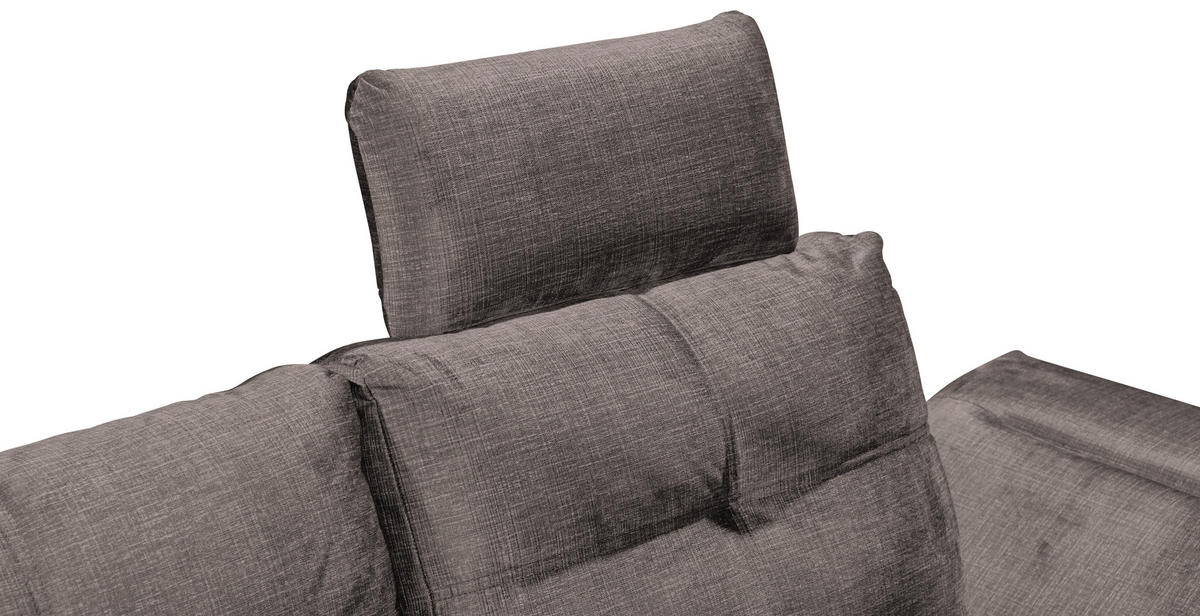 ECKSOFA in Mikrovelours Graubraun  - Graubraun/Schwarz, Konventionell, Kunststoff/Textil (170/275cm) - Carryhome