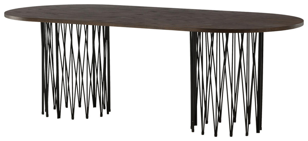 ESSTISCH furniert oval Schwarz, Dunkelbraun  - Dunkelbraun/Schwarz, Design, Holz/Metall (220/100/74cm) - Livetastic