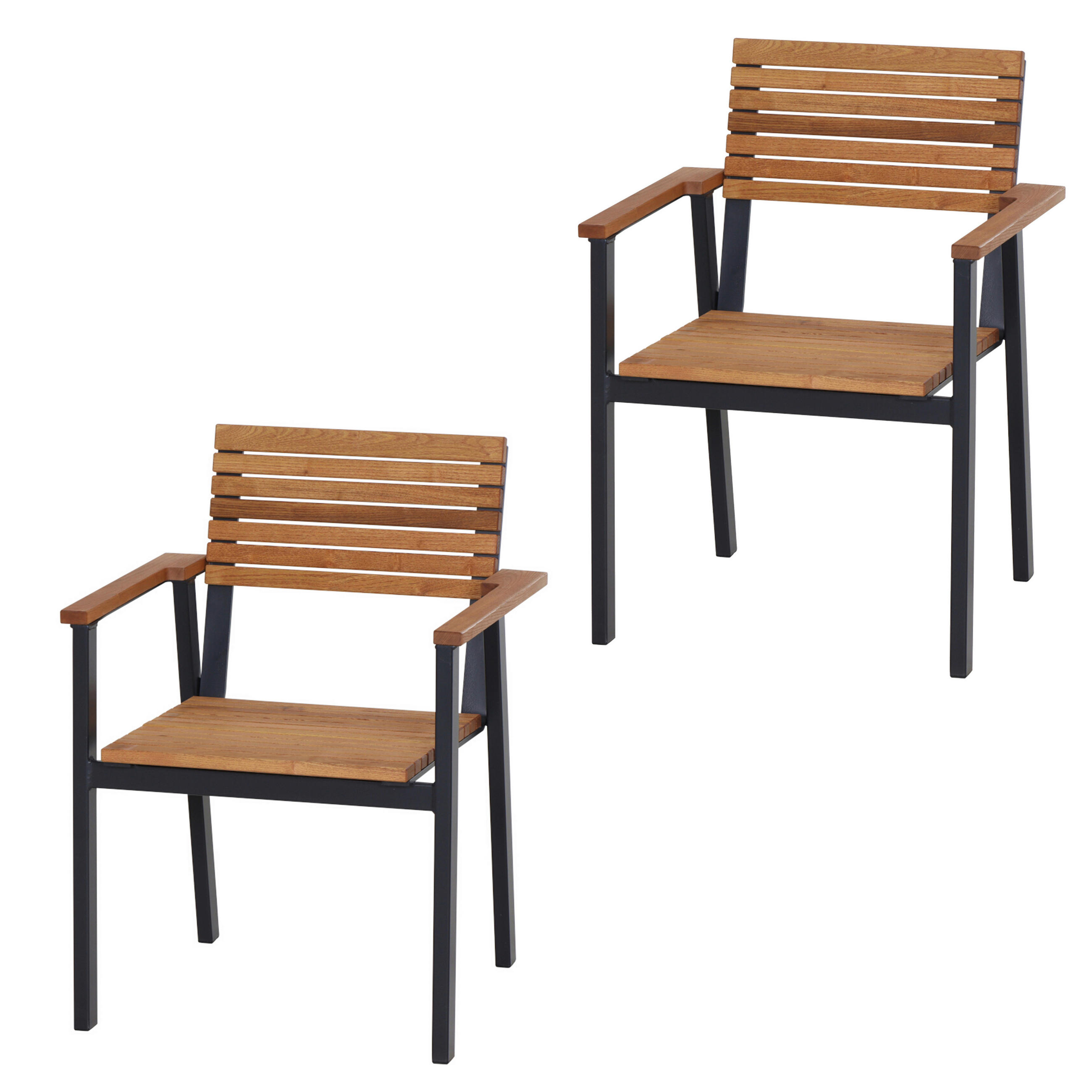 GARTENSESSEL-SET in Metall, Holz Naturfarben  - Naturfarben, Basics, Holz/Metall (60/83/58,5cm) - Siena Garden