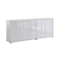 SIDEBOARD Mailand Set 10  in 184,5/73/33 cm  - Weiß Hochglanz/Schwarz, MODERN, Holzwerkstoff/Kunststoff (184,5/73/33cm) - MID.YOU