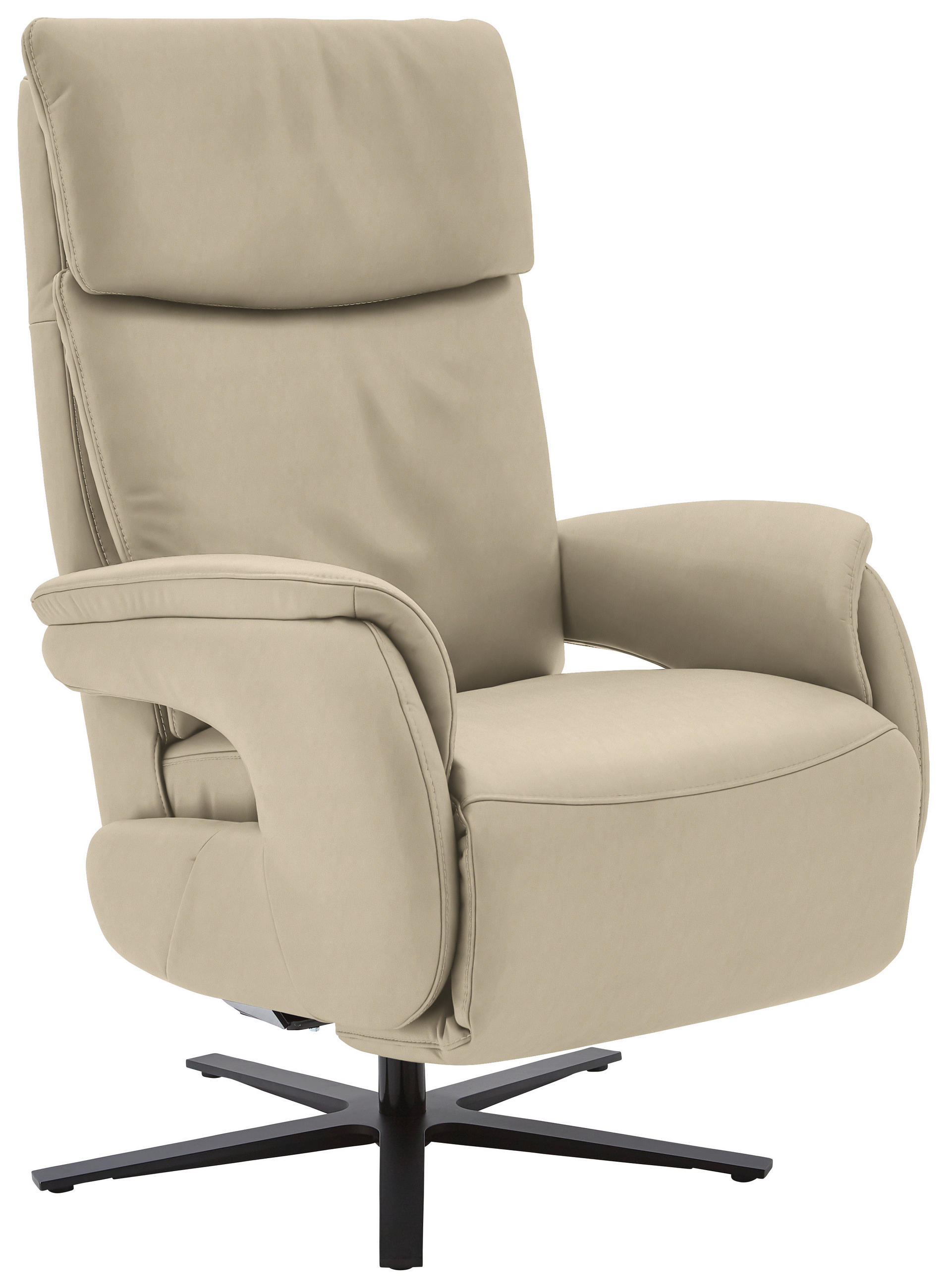 RELAXSESSEL Echtleder    - Ecru/Schwarz, Design, Leder/Metall (70/117/85cm) - Dieter Knoll