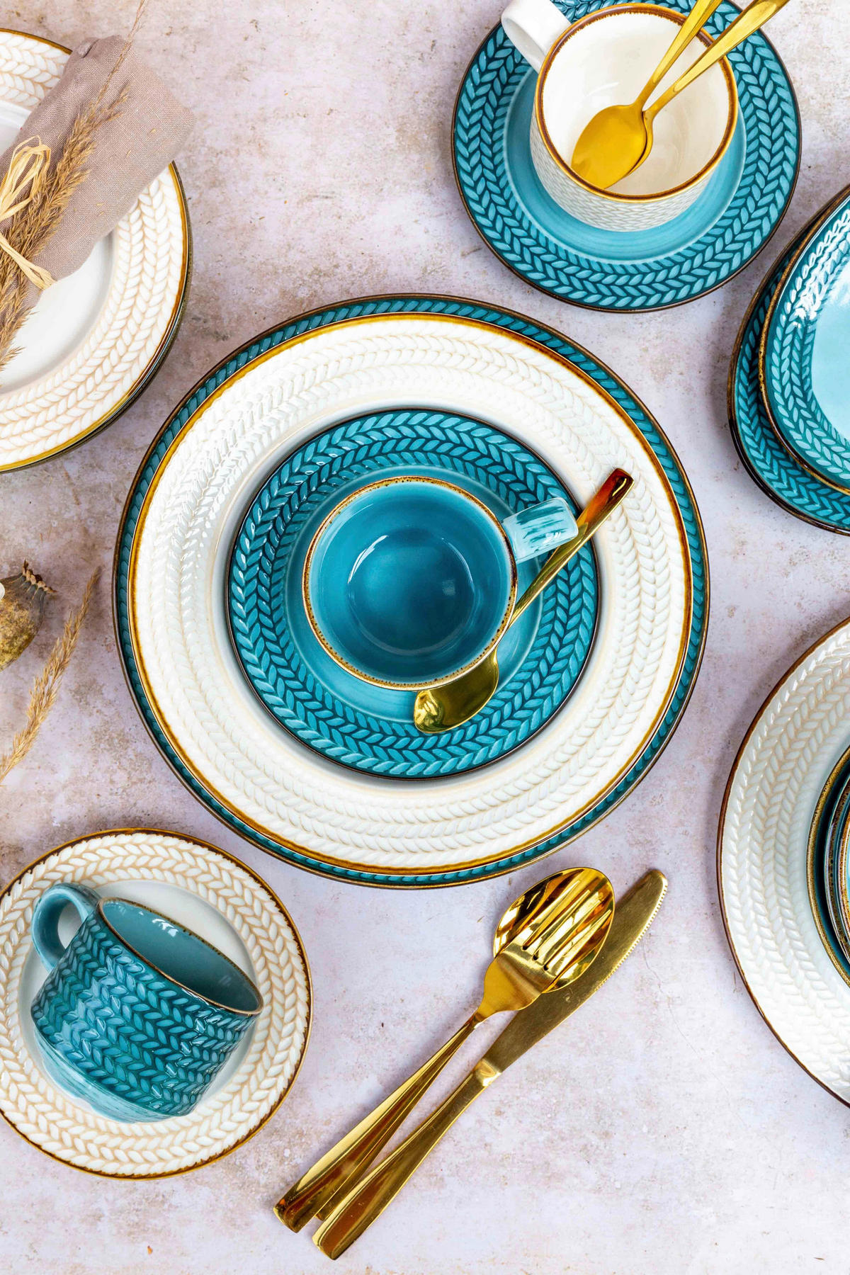 KAFFEESERVICE Prospero 12-teilig  - Blau, Basics, Keramik (24,5/24,5/22,5cm) - Mäser