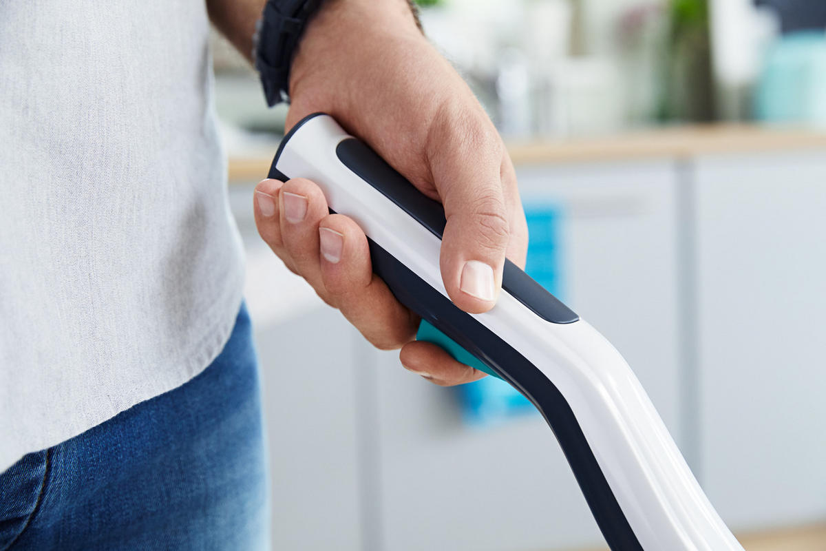 DAMPFREINIGER CLEAN TENSO - Türkis/Weiß, KONVENTIONELL, Kunststoff (27,5/25,6/64cm) - Leifheit