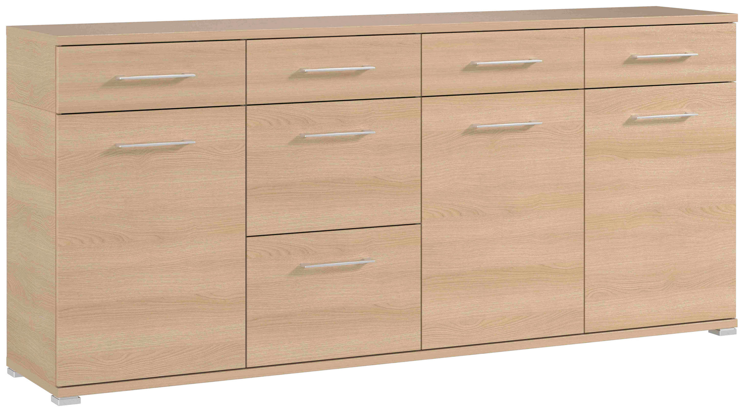 SIDEBOARD  in 192/87/40 cm  - Eichefarben/Silberfarben, KONVENTIONELL, Holzwerkstoff/Kunststoff (192/87/40cm)