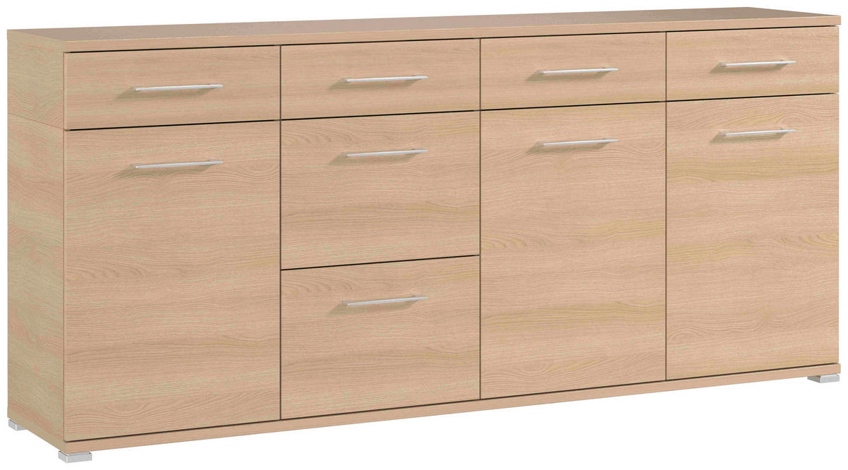 SIDEBOARD  in 192/87/40 cm  - Eichefarben/Silberfarben, KONVENTIONELL, Holzwerkstoff/Kunststoff (192/87/40cm)