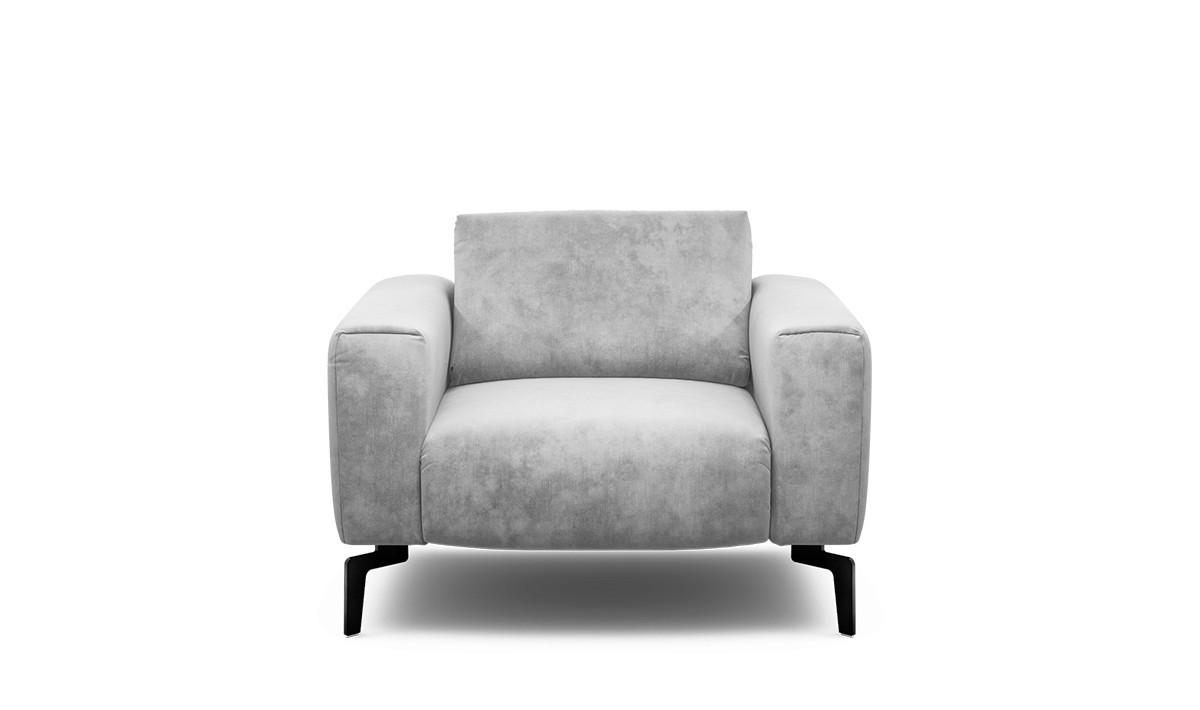 SESSEL in Samt Hellgrau  - Hellgrau/Schwarz, Design, Textil/Metall (110/85/86-94cm) - SENSOO