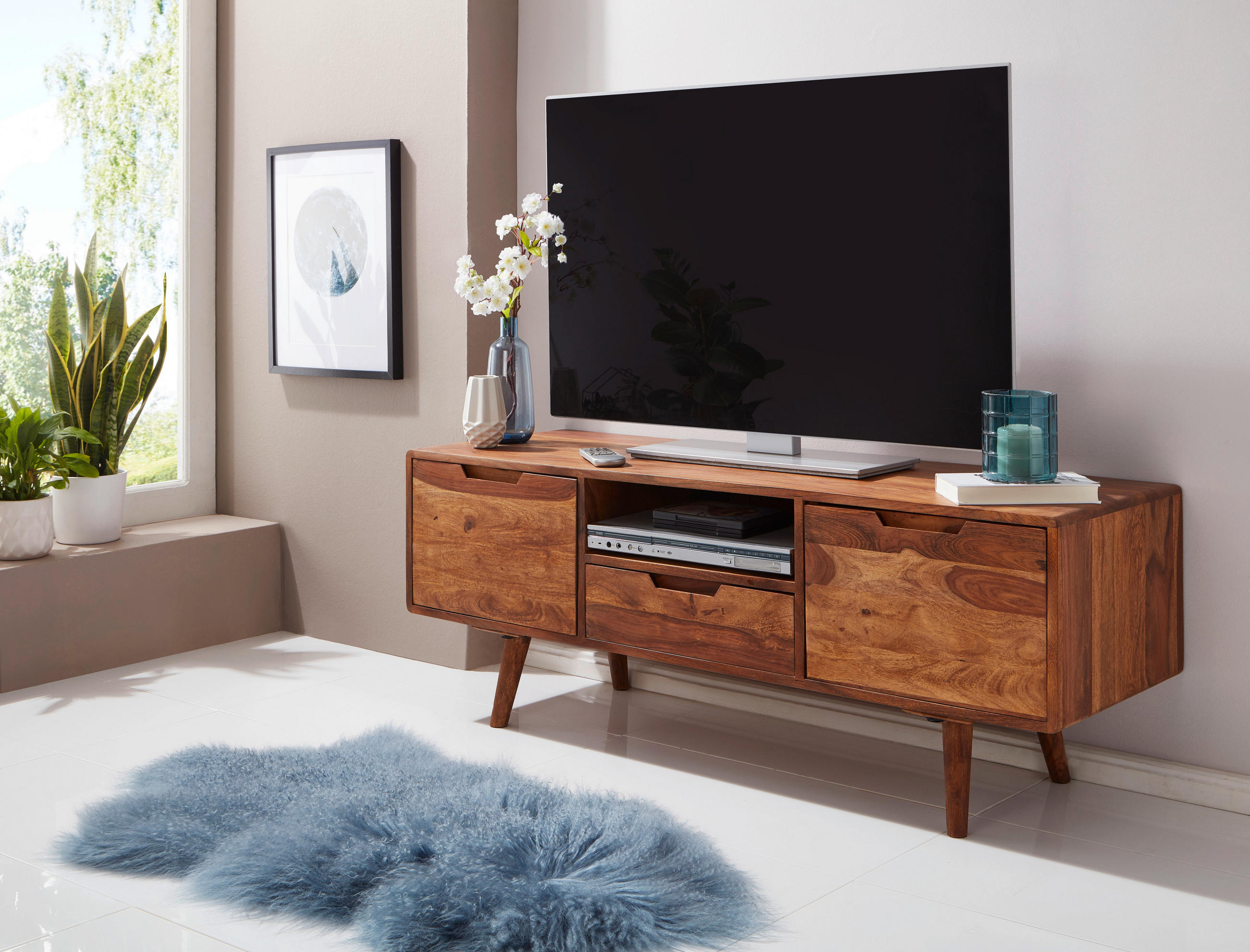 SIDEBOARD 135/51/45 cm  - Sheeshamfarben, Design, Holz (135/51/45cm) - MID.YOU