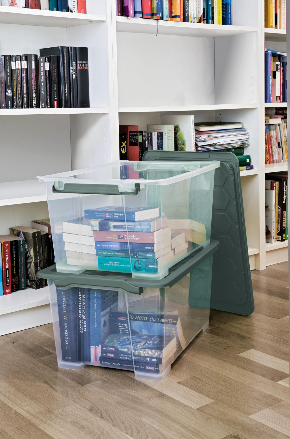 BOX MIT DECKEL EVO SAFE  - Transparent/Grün, Basics, Kunststoff (59/39,5/28cm) - Rotho