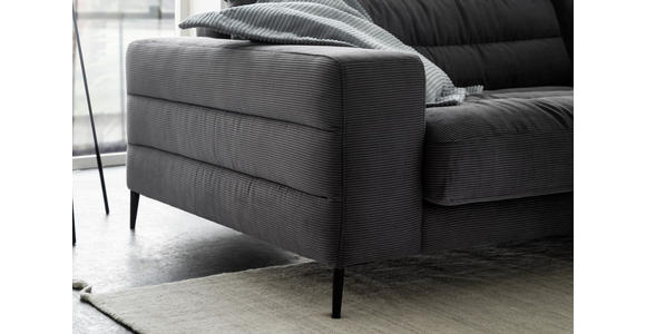 ECKSOFA in Cord Anthrazit  - Anthrazit/Schwarz, Design, Textil/Metall (207/296cm) - Dieter Knoll