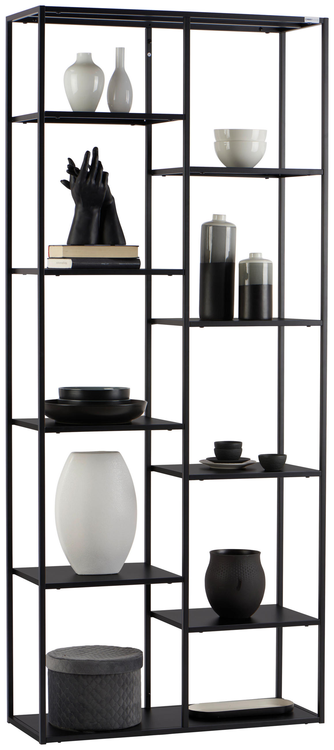 REGAL Schwarz  - Schwarz, Trend, Kunststoff/Metall (80/188/30cm) - Carryhome