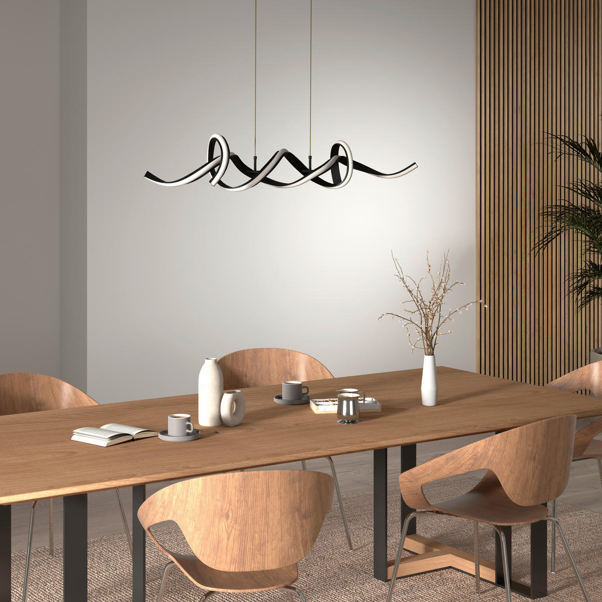 LED-HÄNGELEUCHTE Bracknell 120/22/120 cm   - Schwarz, Design, Kunststoff/Metall (120/22/120cm) - Novel
