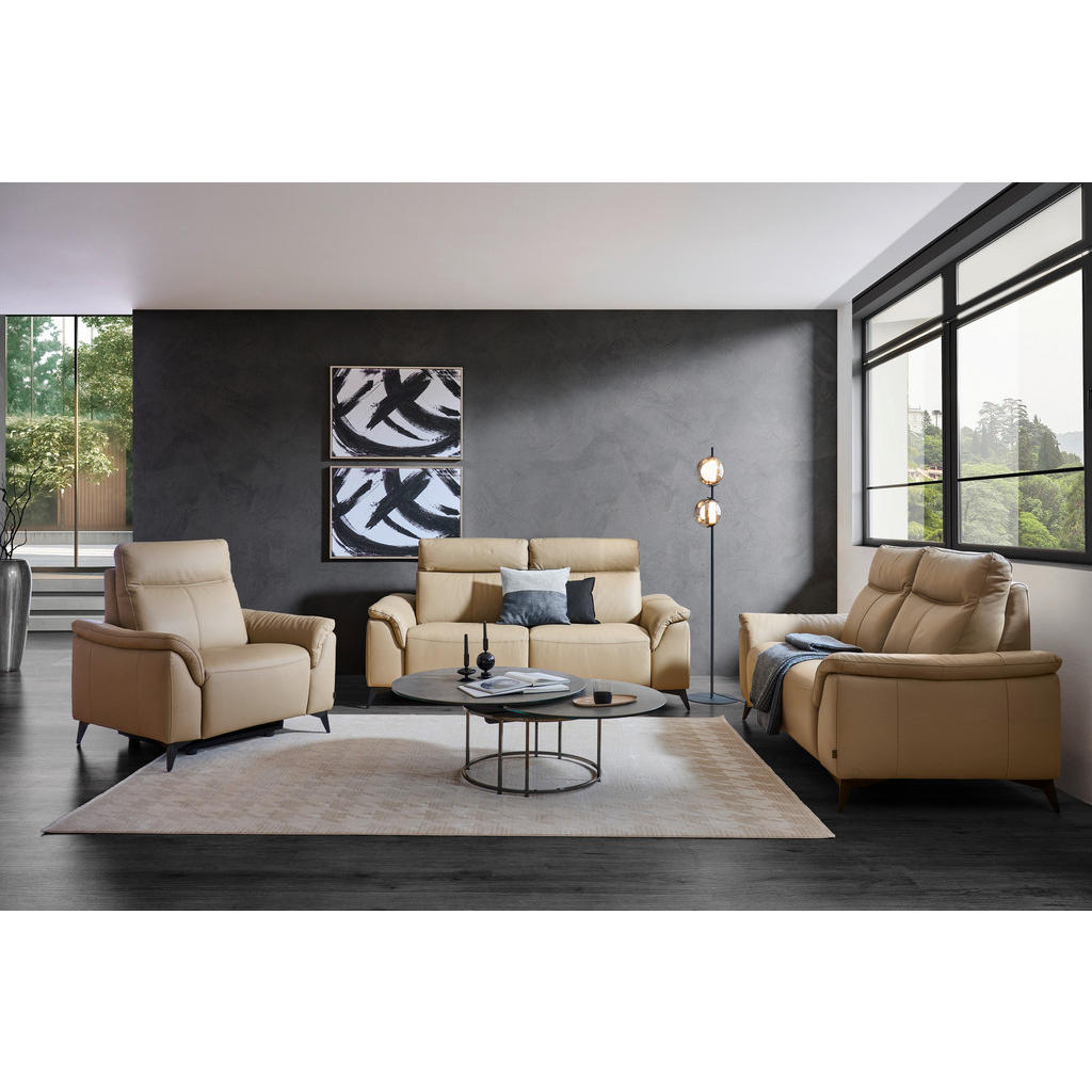 Thumbnail - Emilio Belluti 2-Sitzer-Sofa, Beige, Leder, Echtleder, Dickleder, 176x105x98 cm, Typenauswahl, Lederauswahl, Stoffauswah...