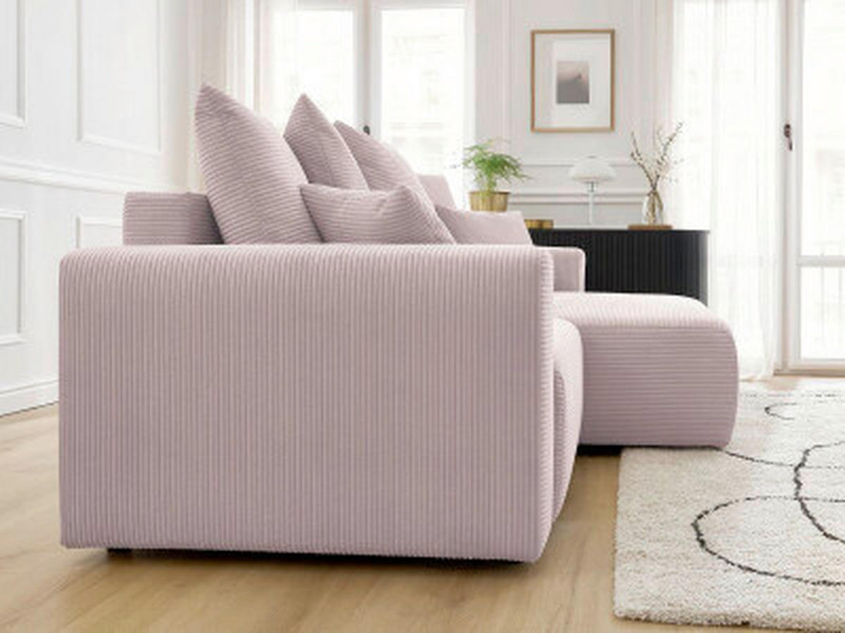 ECKSOFA Ottomane rechts  ATILLA Lila Cord  - Lila/Schwarz, MODERN, Kunststoff/Textil (244/149cm)