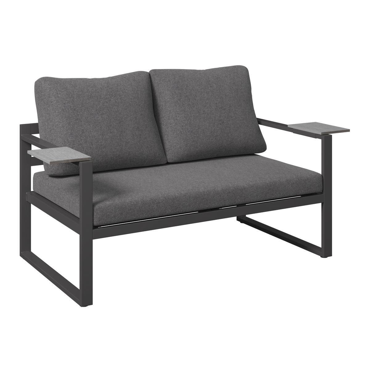 LOUNGEGARNITUR Stahl  - Dunkelgrau/Anthrazit, MODERN, Kunststoff/Textil (155/65/74cm) - Ambia Garden