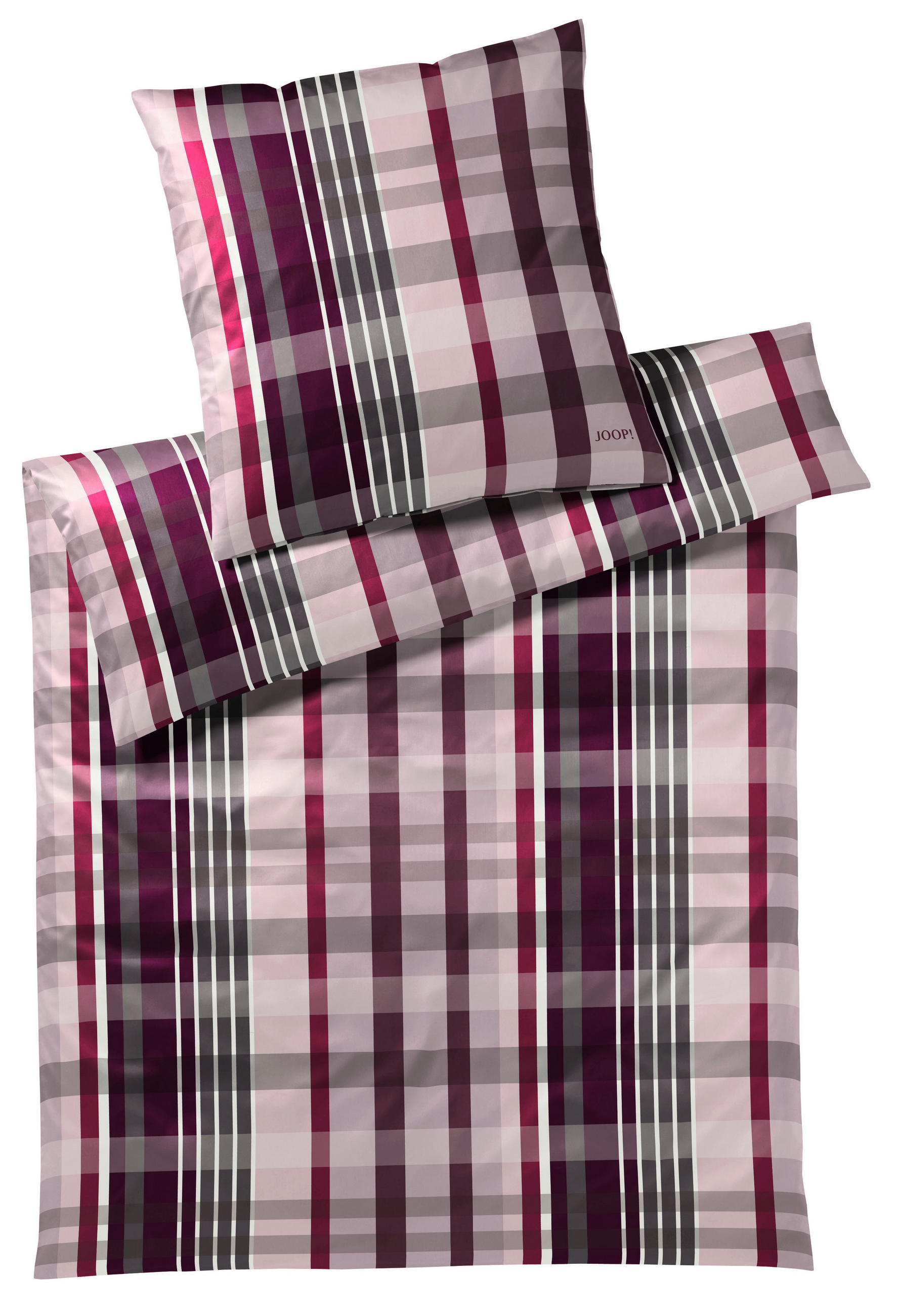 BETTWÄSCHE Checks Makosatin 200/220 cm  - Lila/Altrosa, Basics, Textil (200/220cm) - Joop!