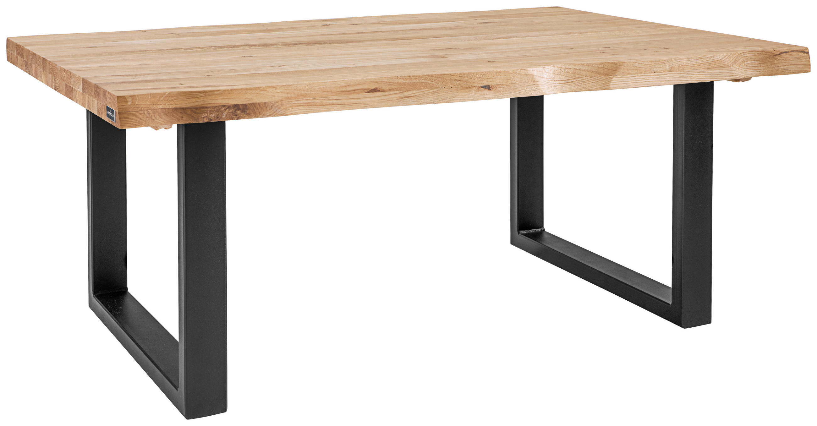 COUCHTISCH Wildeiche massiv 110/75/45 cm rechteckig Eichefarben  - Eichefarben/Schwarz, Natur, Holz/Metall (110/75/45cm) - Landscape