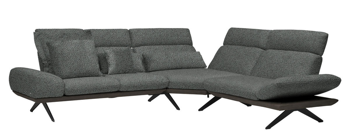ECKSOFA in Flachgewebe Dunkelgrau  - Dunkelgrau/Schwarz, Design, Textil/Metall (239/270cm) - Koinor