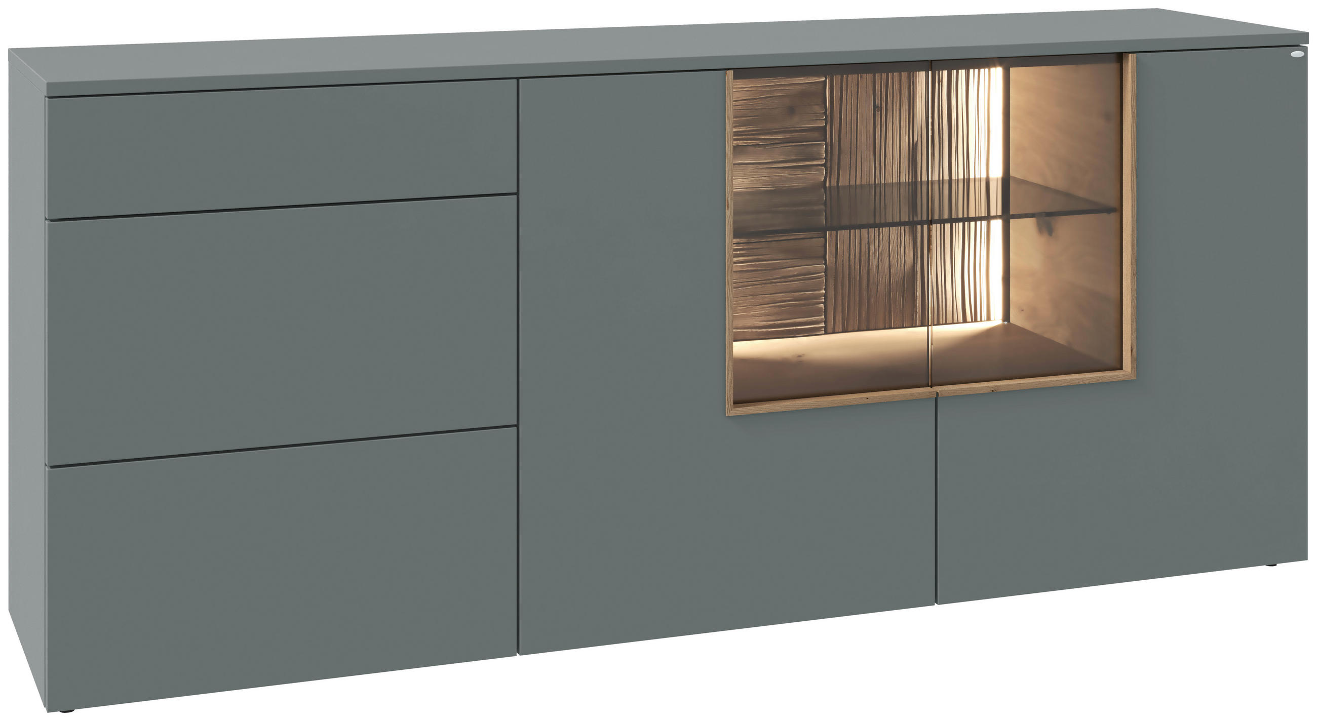 SIDEBOARD Wildeiche, Graugrün  191,9/84/44,9 cm  - Wildeiche/Graugrün, Design, Glas/Holz (191,9/84/44,9cm) - Voglauer