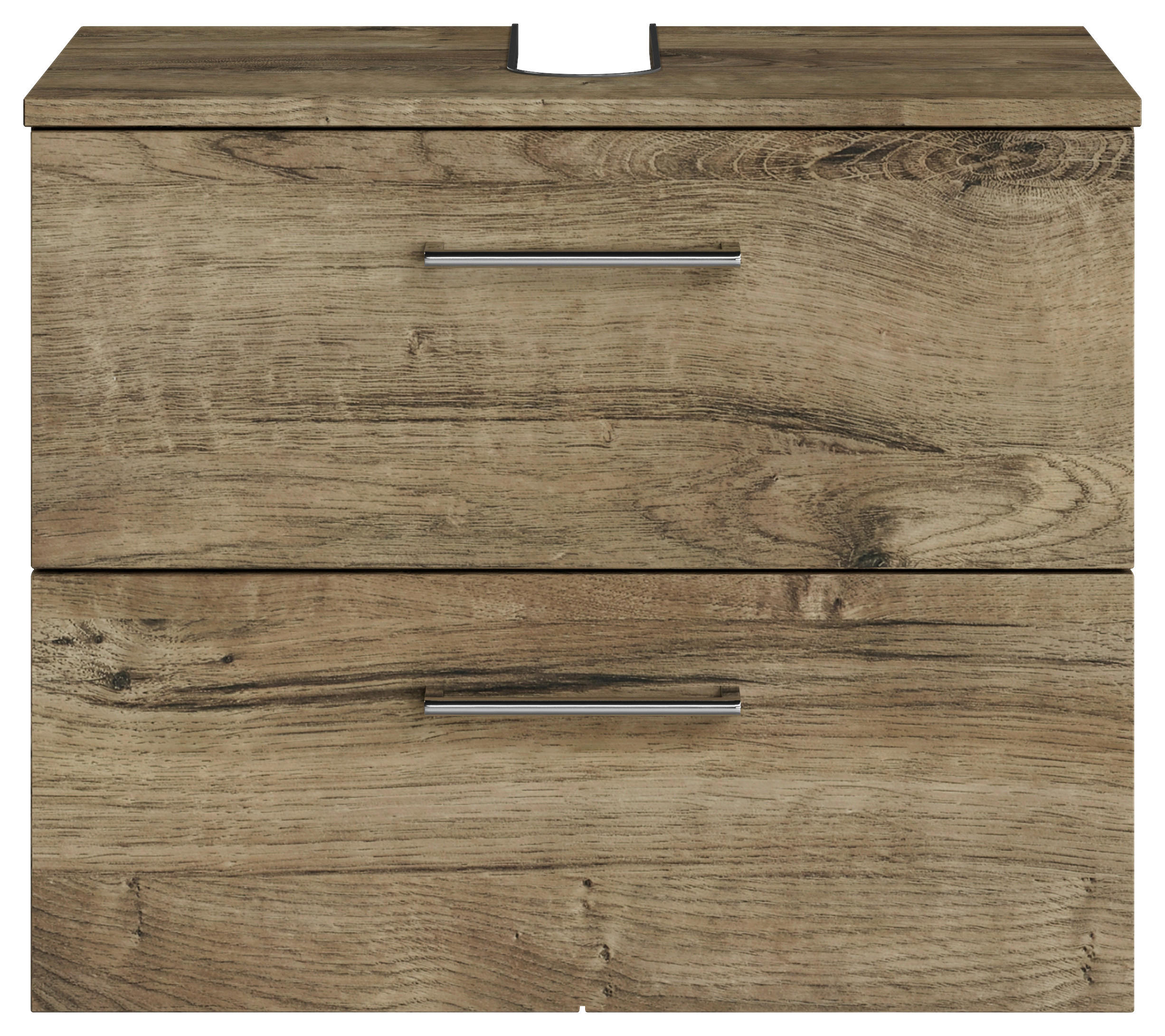 WASCHBECKENUNTERSCHRANK 60/49,8/38,3 cm  - Eiche dunkel/Chromfarben, KONVENTIONELL, Holzwerkstoff/Metall (60/49,8/38,3cm) - Sadena