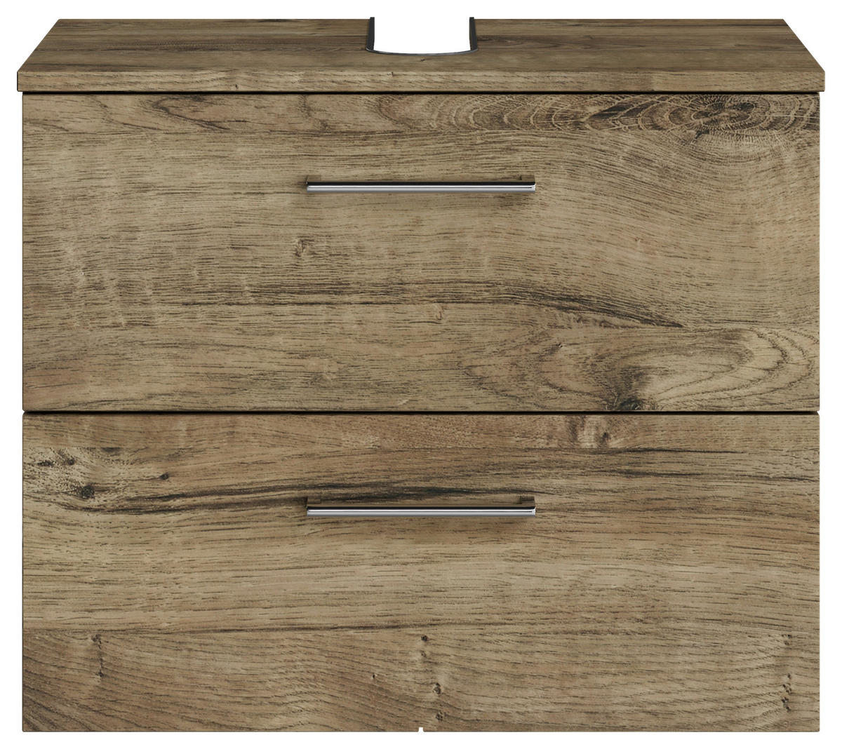 WASCHBECKENUNTERSCHRANK 60/49,8/38,3 cm  - Eiche dunkel/Chromfarben, KONVENTIONELL, Holzwerkstoff/Metall (60/49,8/38,3cm) - Sadena