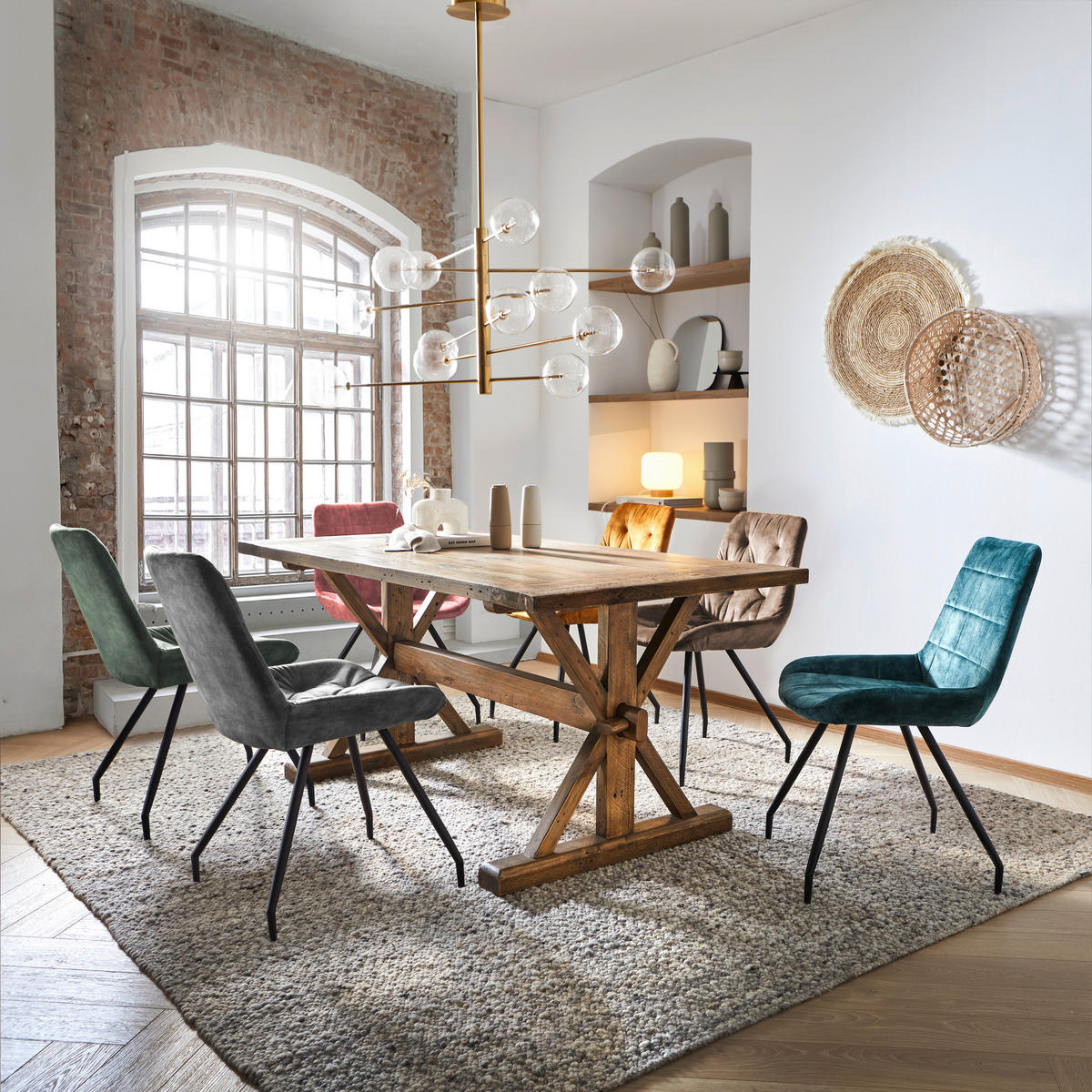 STUHL Samt Grau, Schwarz  - Schwarz/Grau, Design, Textil/Metall (51/88/66cm) - Novel