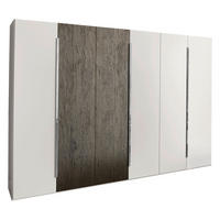 DREHTÜRENSCHRANK 299/222/62 cm,  in Weiß, Eichefarben, 6-türig  - Chromfarben/Eichefarben, Design, Holz/Holzwerkstoff (299/222/62cm) - Valdera