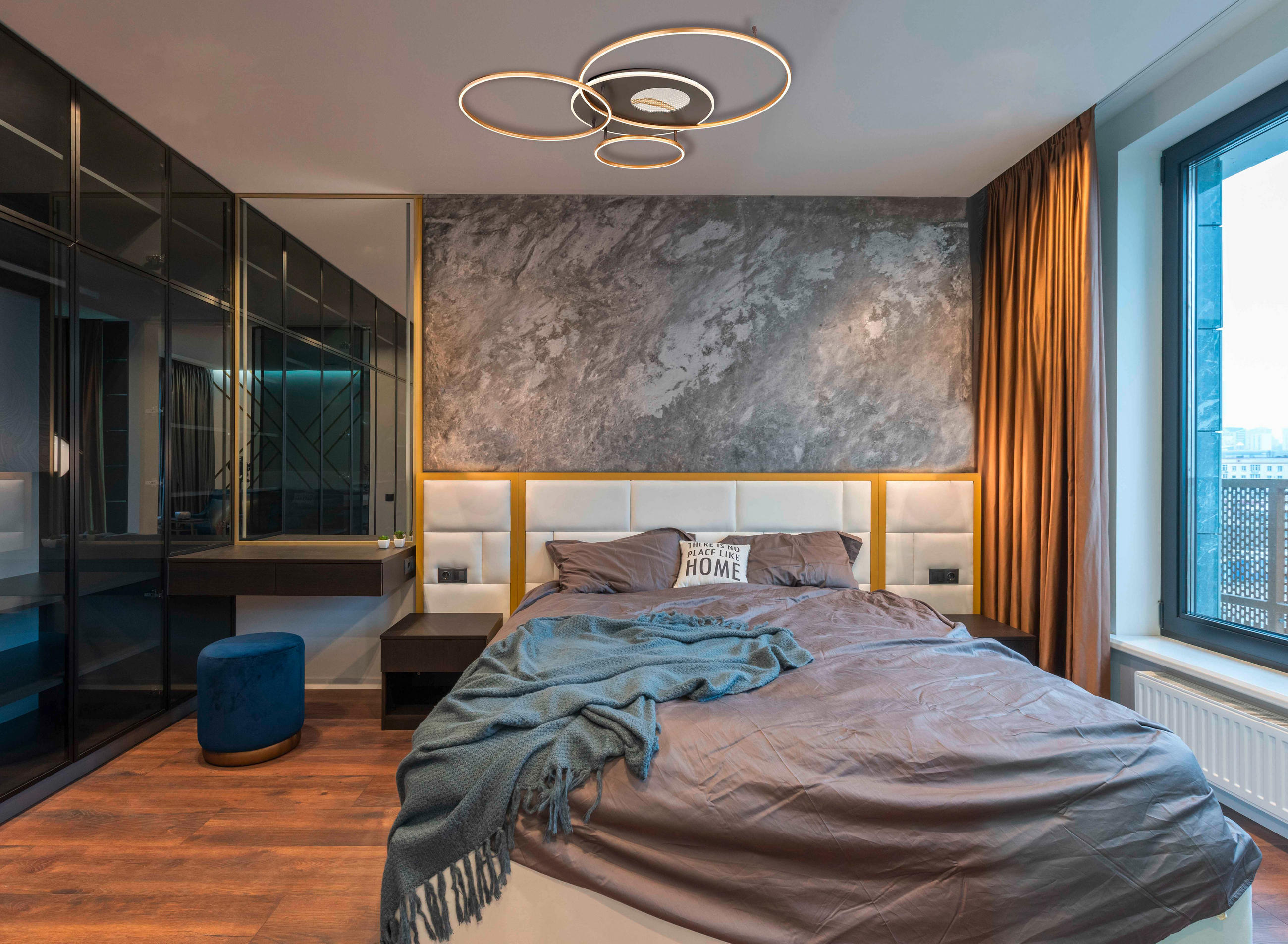 LED-DECKENLEUCHTE    126,4/105,3/13 cm  - Anthrazit/Goldfarben, Design, Kunststoff/Metall (126,4/105,3/13cm) - Globo