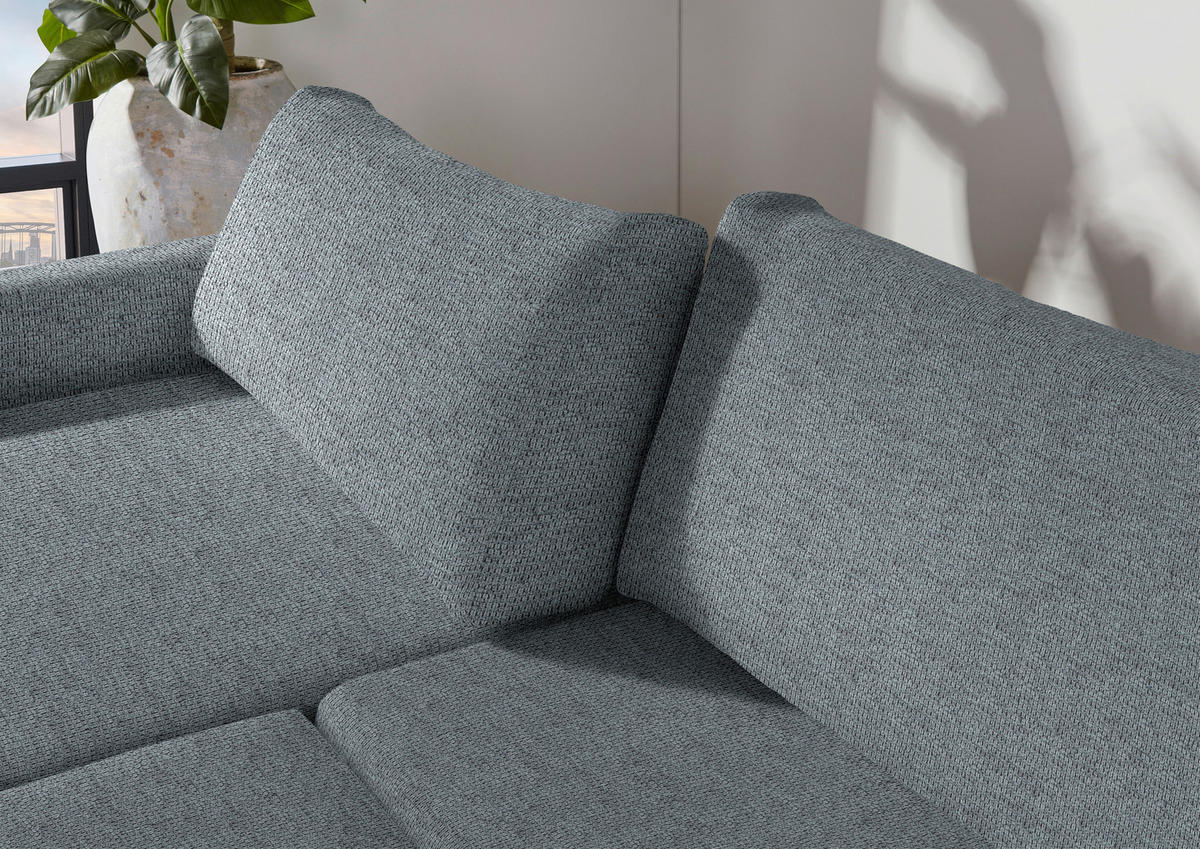 2,5-SITZER Flachgewebe Dunkelgrau  - Dunkelgrau/Schwarz, Design, Kunststoff/Textil (240/70/125cm) - Xora