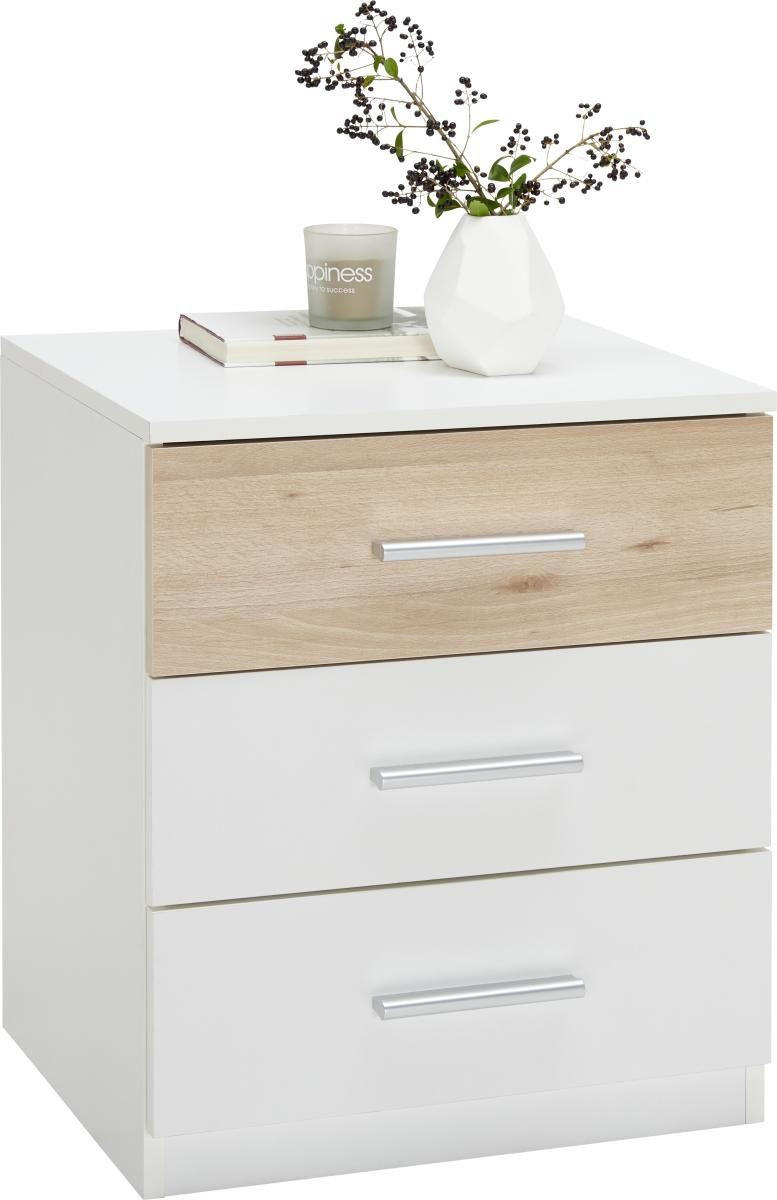 SET NOĆNIH ORMARIĆA bijela, boje bukve - bijela/boje bukve, Design, drvni materijal/plastika (46/56/41cm) - Ti'me