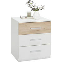 NACHTKÄSTCHENSET in Weiß, Buchefarben  - Buchefarben/Alufarben, Design, Holzwerkstoff/Kunststoff (46/56/41cm) - Ti'me
