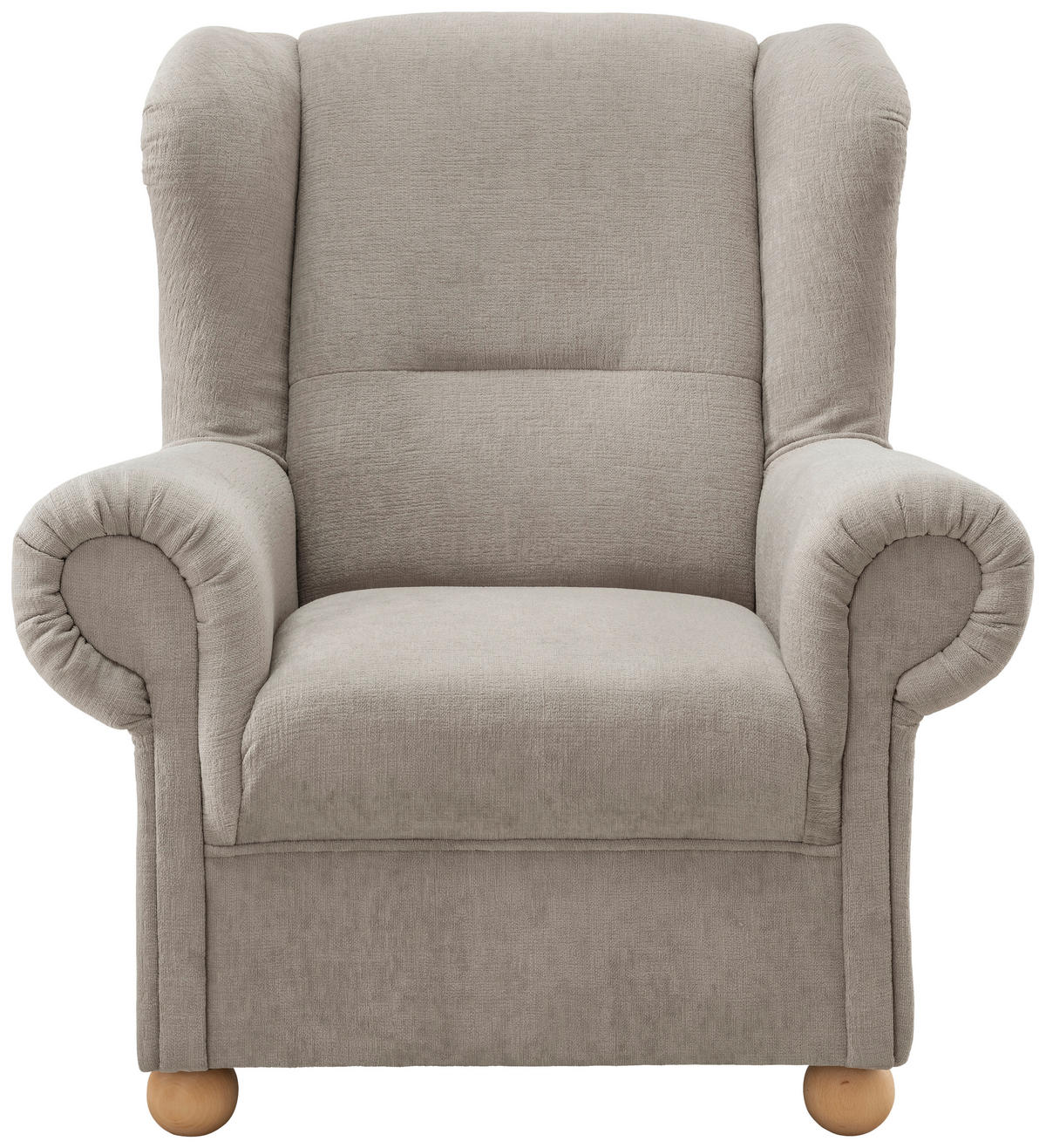 OHRENSESSEL in Mikrofaser Taupe  - Taupe/Wildeiche, KONVENTIONELL, Holz/Textil (92/102/89cm) - Livetastic