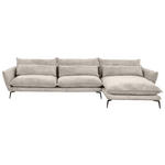 ECKSOFA in Webstoff Beige  - Beige/Schwarz, Design, Textil/Metall (338/165cm) - Hom`in